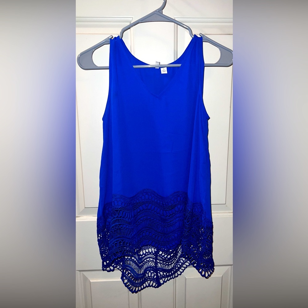 Blue hi-lo dressy tank top